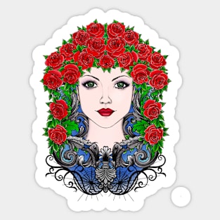 Red roses and cobwebs Sticker